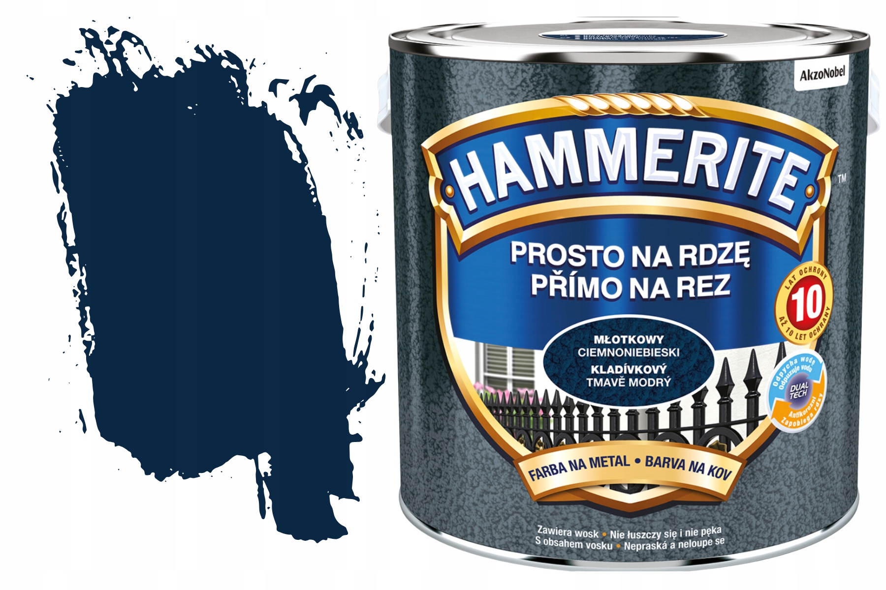 Wydajna Farba do Metalu Drewna Antykorozyjna Na Rdzę Młot Ciemnonieb 2,5L