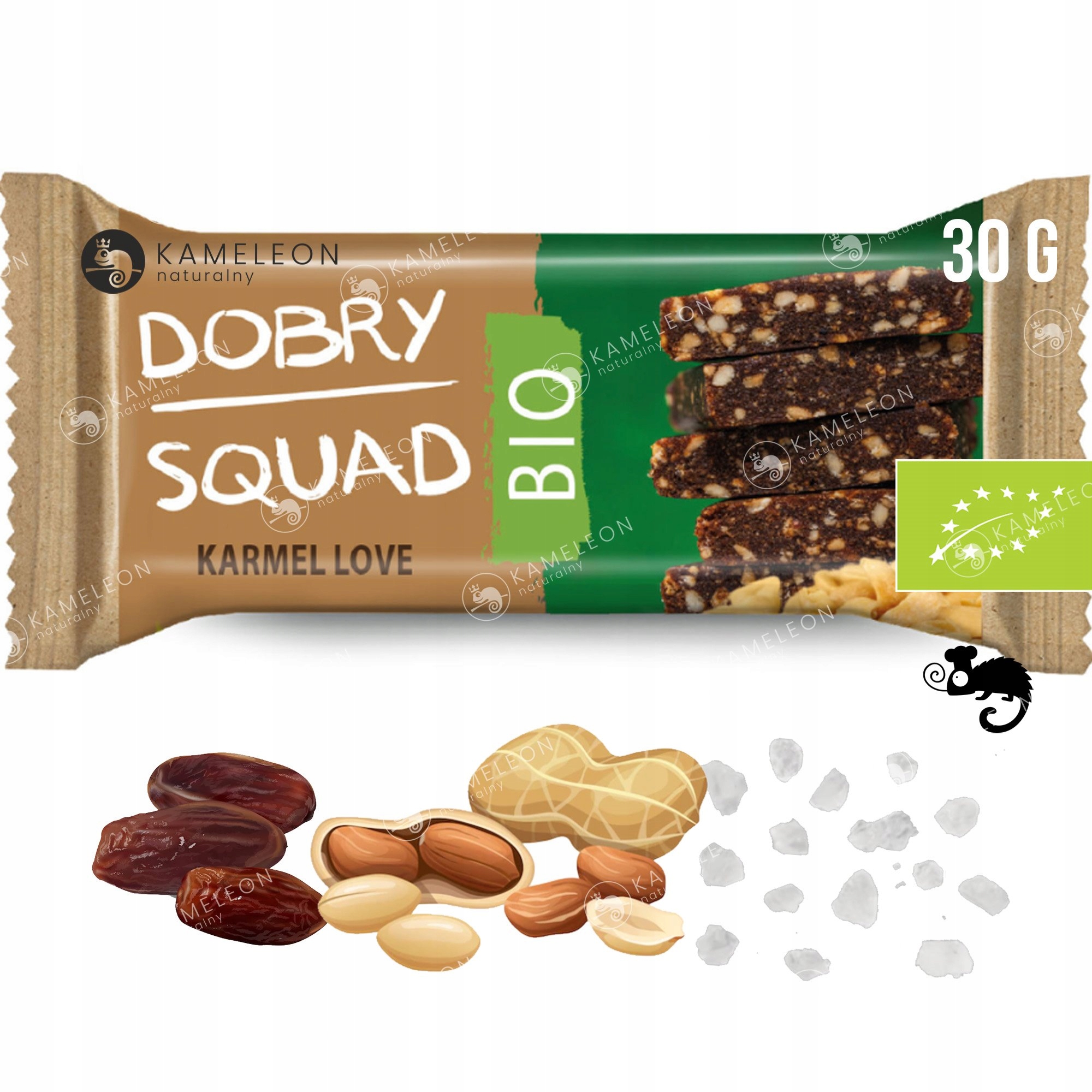 BATON BIO 30g eko KARMEL LOVE daktyl arachidy sól