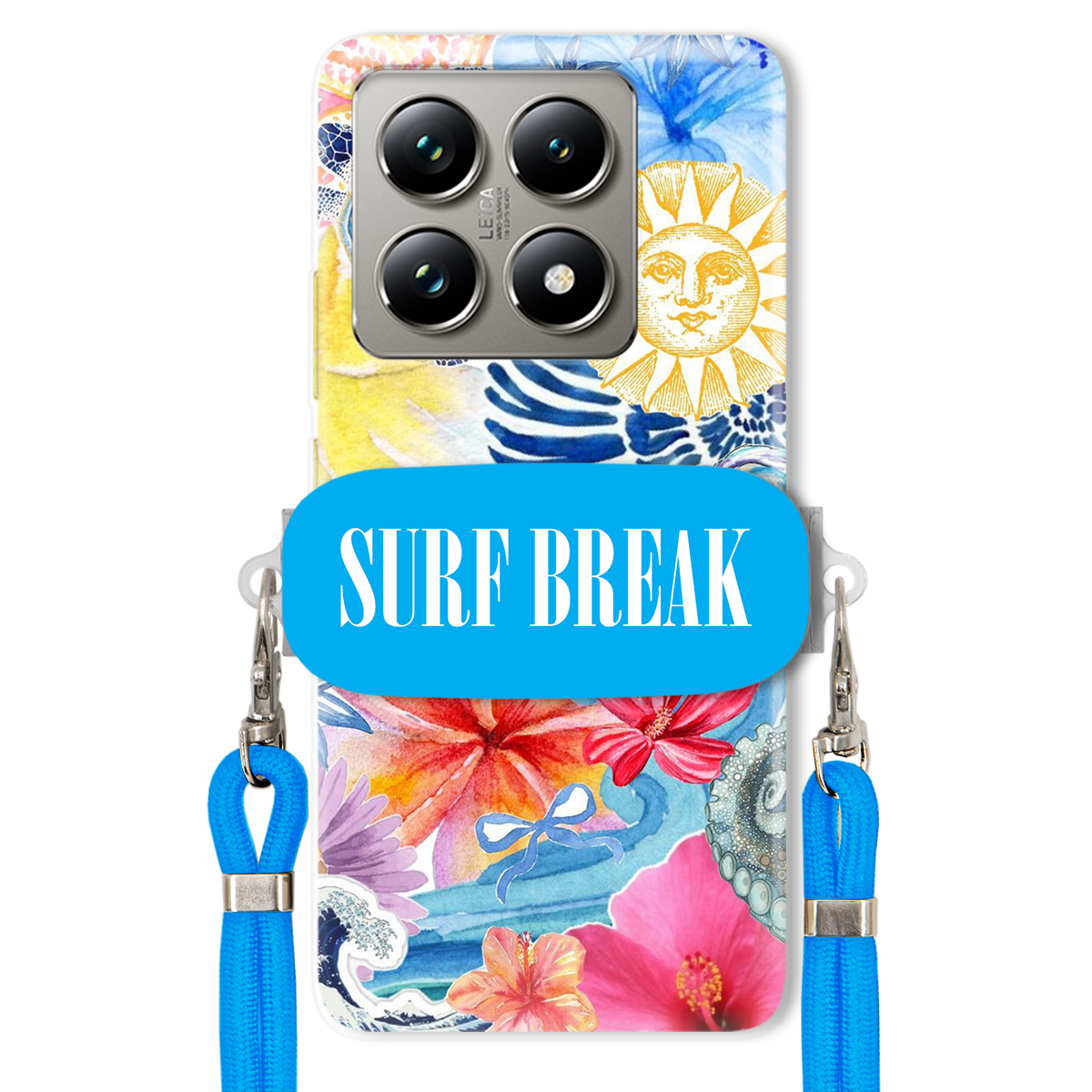 Pouzdro pro Xiaomi 14T Pro Crossbody vodítko modré držák Surf Break Dovolená