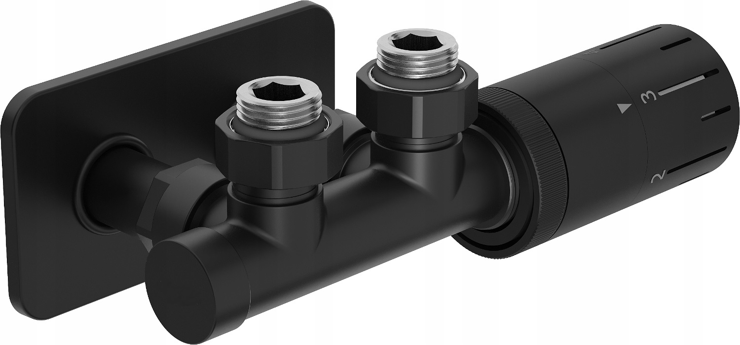 Arceno Úhlová termostatická sada Duoplex s maskovací vložkou pro radiátory, černá