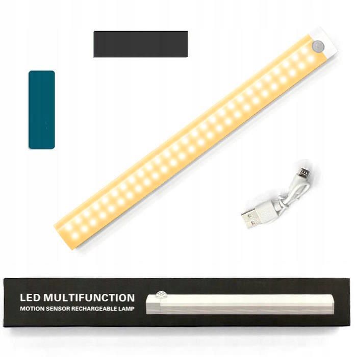 LAMPA PODSZAFKOWA LED PODŚWIETLENIE CZUJNIK RUCHU ZMIERZCHU USB 40CM CIEPŁA