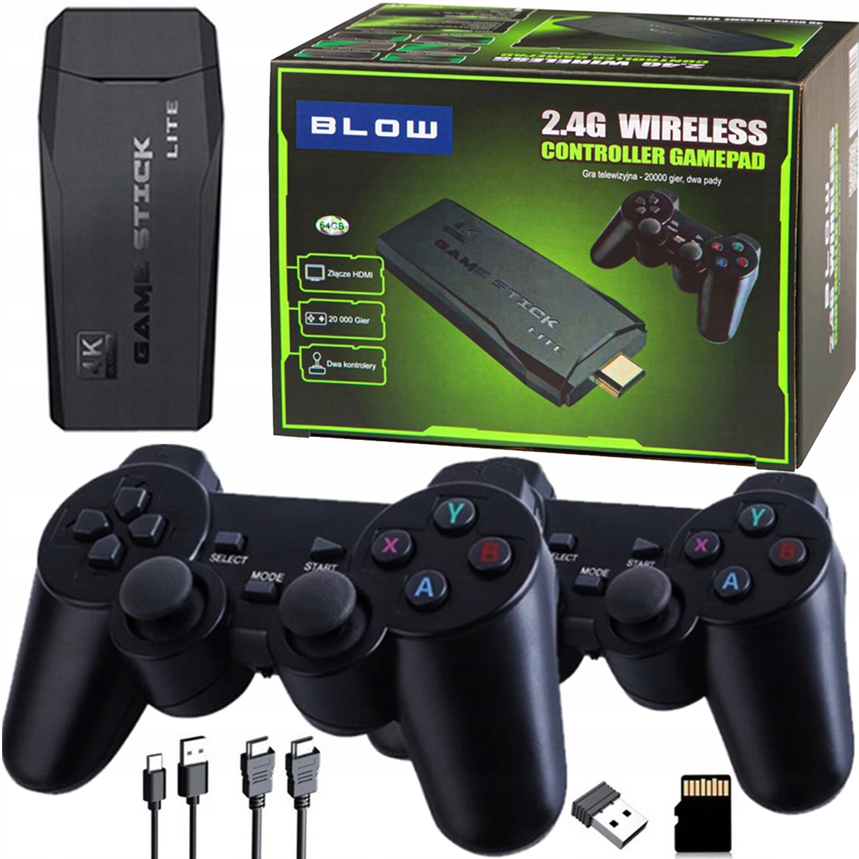 Konsola do Telewizora HDMI RETRO GRY Bezprzewodowe 2x PADY PONAD 20000 GIER