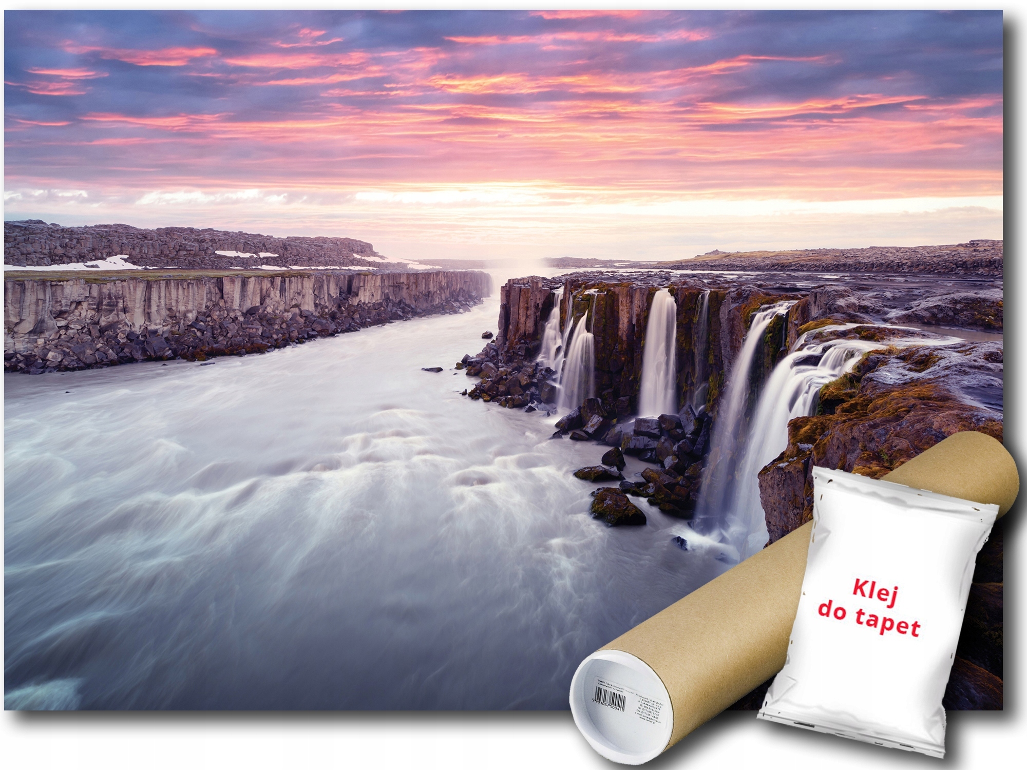 Vinylová Fototapeta Krajina Pohled Na Hory Vodopád Selfoss Island 312x219