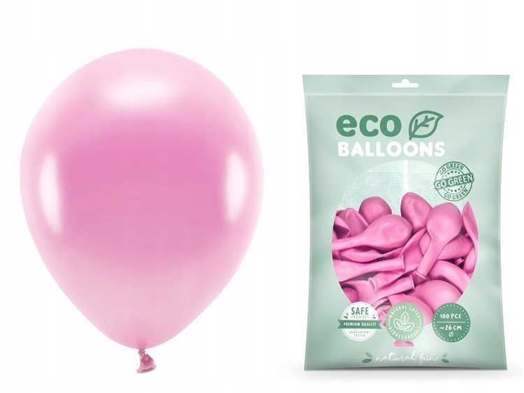 

Balony różowe Eco 26cm Urodziny metalizowane 100x