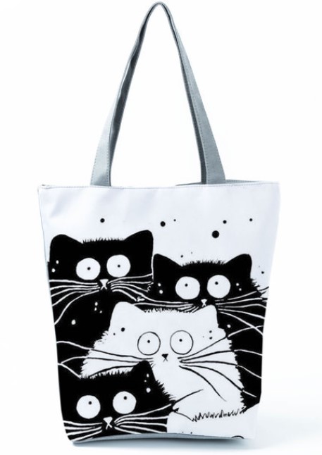 

Torba Damska Na Ramię Duża Na Zamek Z Kotami