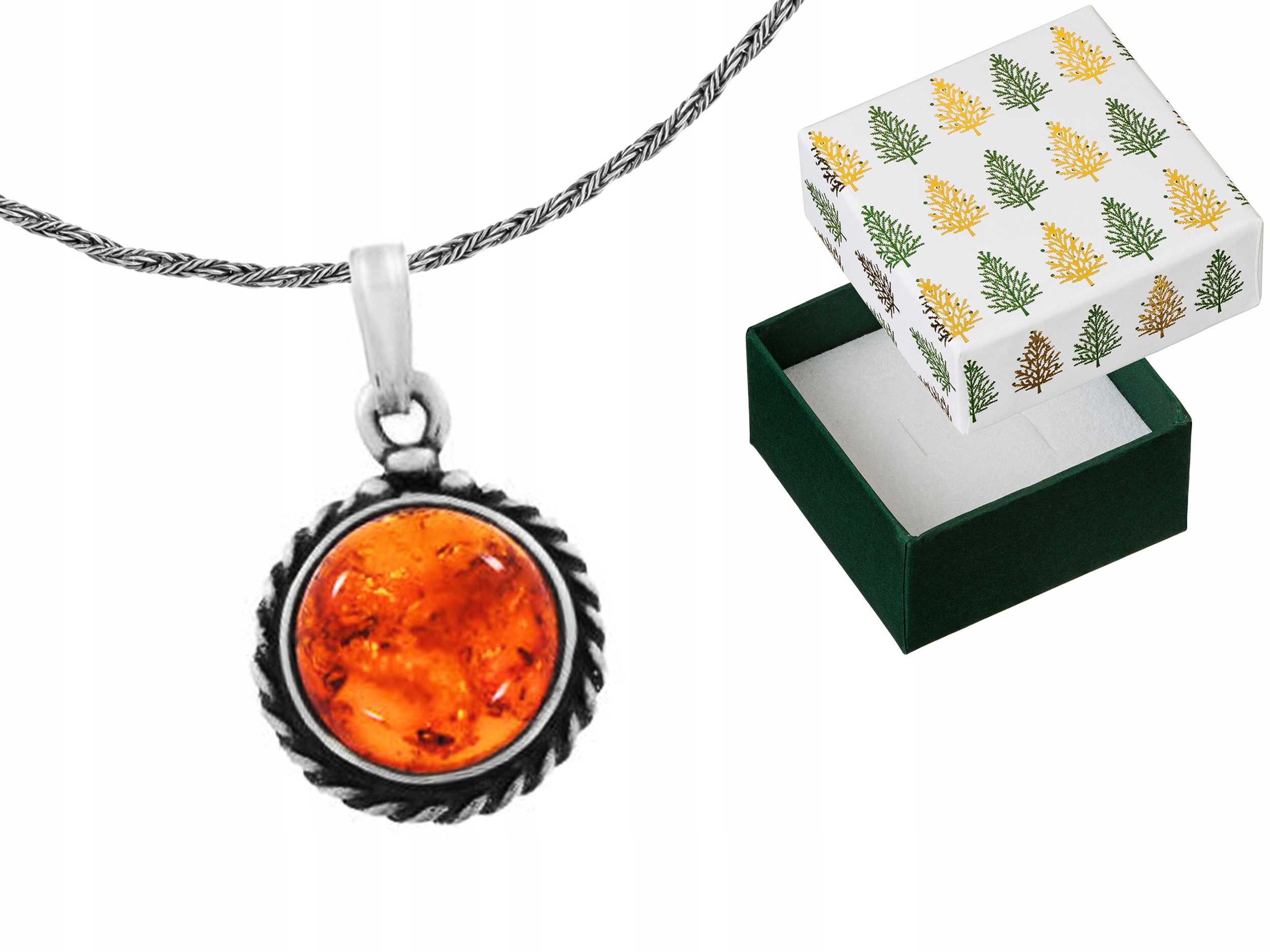 Jemný stříbrný náhrdelník Kulatý s jantarem Baltský Jantar 40 cm