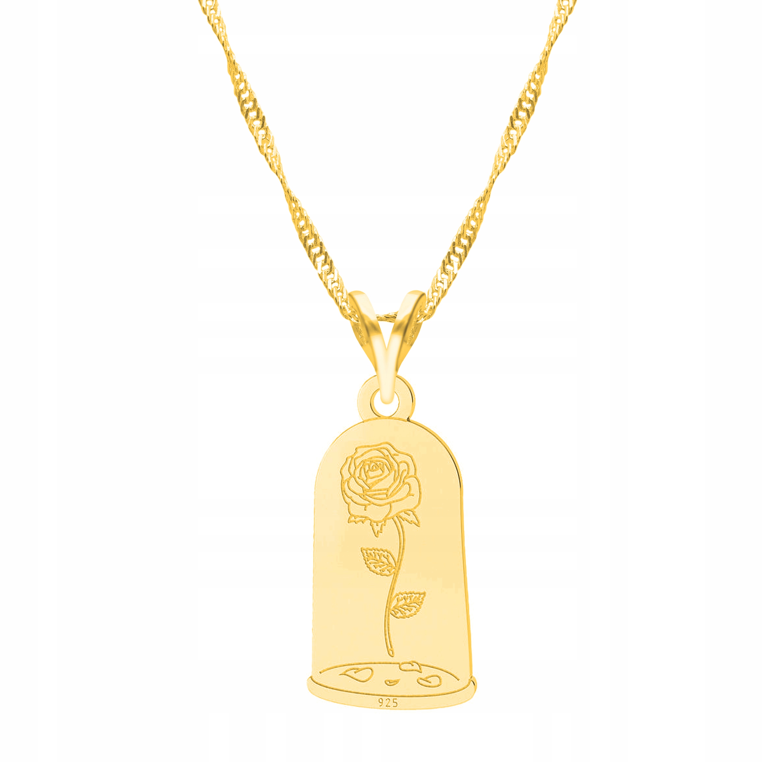 Řetízek zlatý náhrdelník 925 Růže Květina Rose