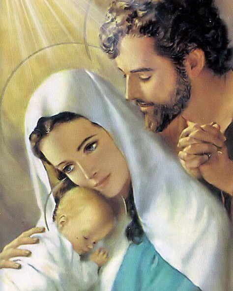 Diamantová výšivka Ježíš Maria Náboženství Rodina Svatá Čtverce Velké 80x100cm