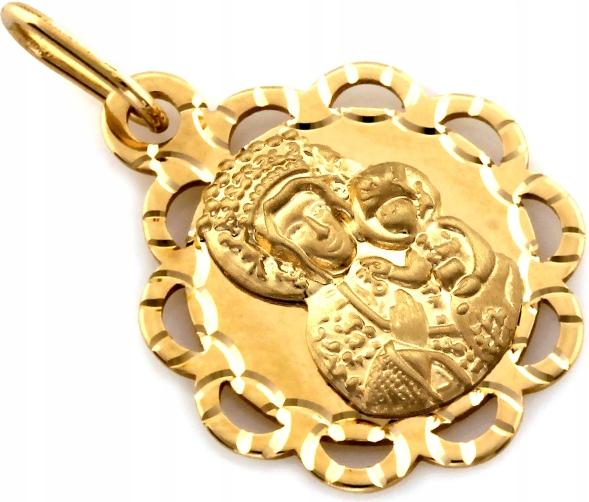 Zlatý medailonek 585 s božskou matkou, dárek k přijímání, křest, dárek