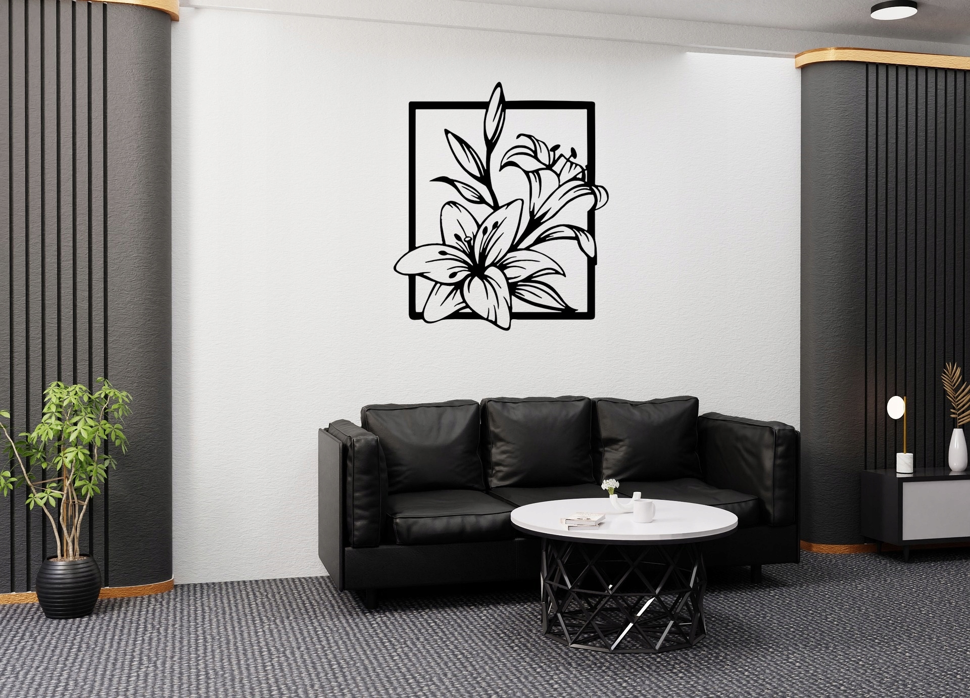Obraz AŻUROWY Obrazy do salonu dekoracje scienne tryptyk Panele 3D 48cm Kolor ramy czerń