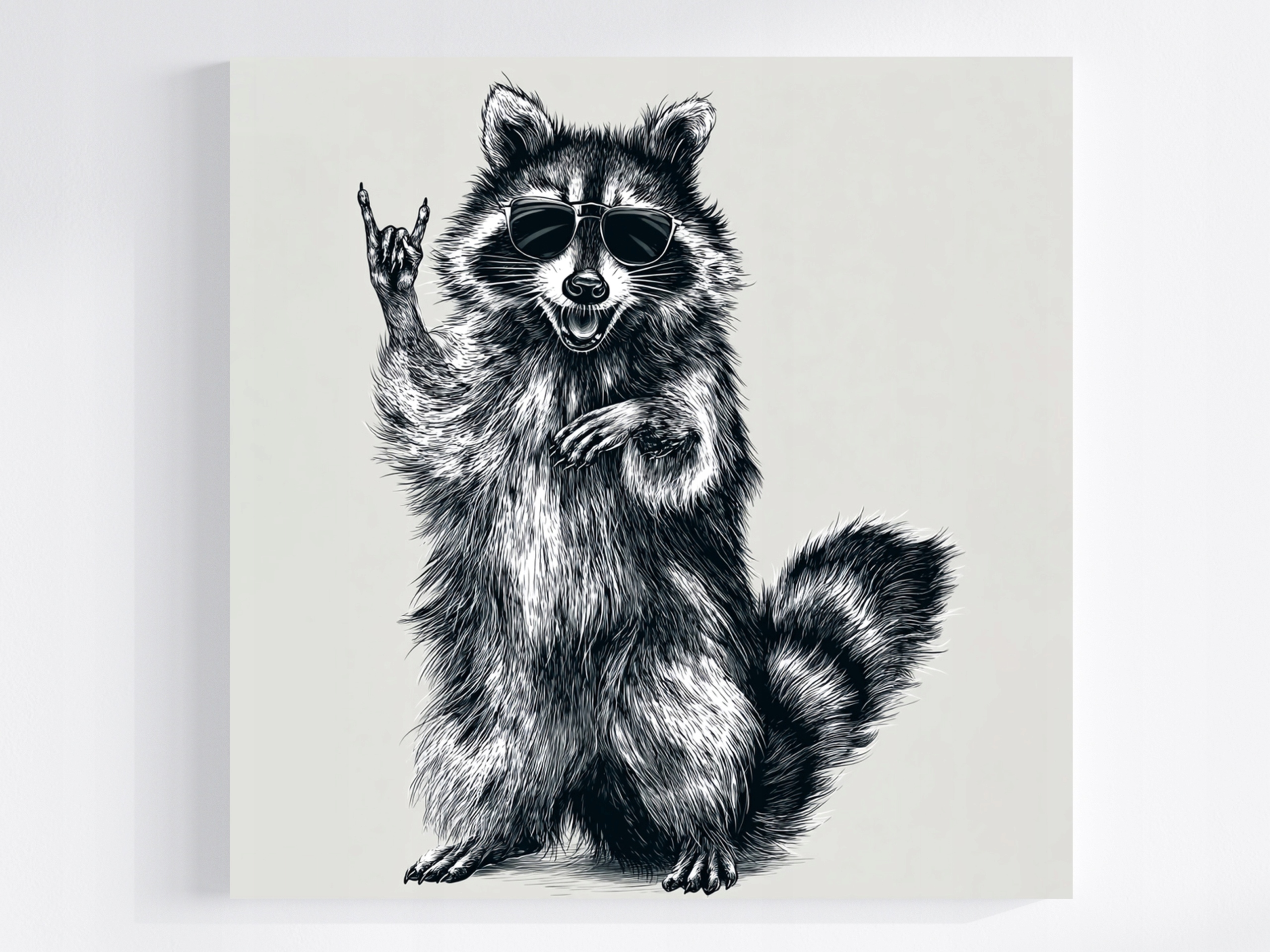 Obraz Na Plátně Canvas Grafika Szop Pracz Gest Rock On Hudba B&w 60x60