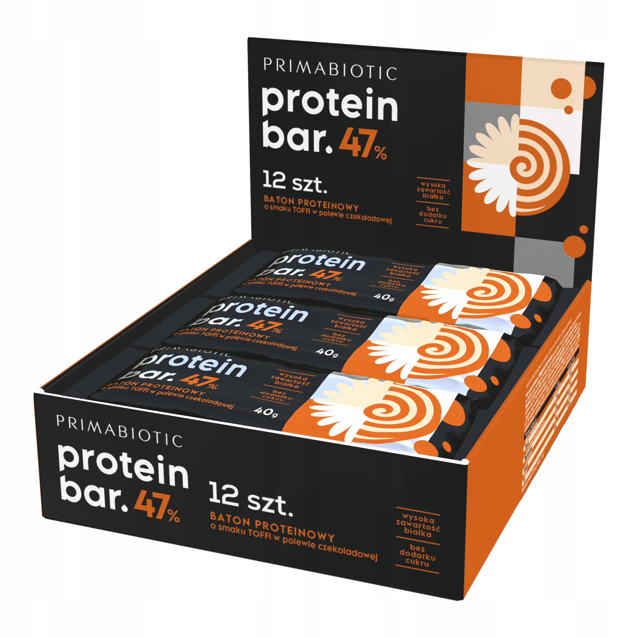Baton Proteinowy Primabiotic Protein Bar Box smak toffi 12szt.