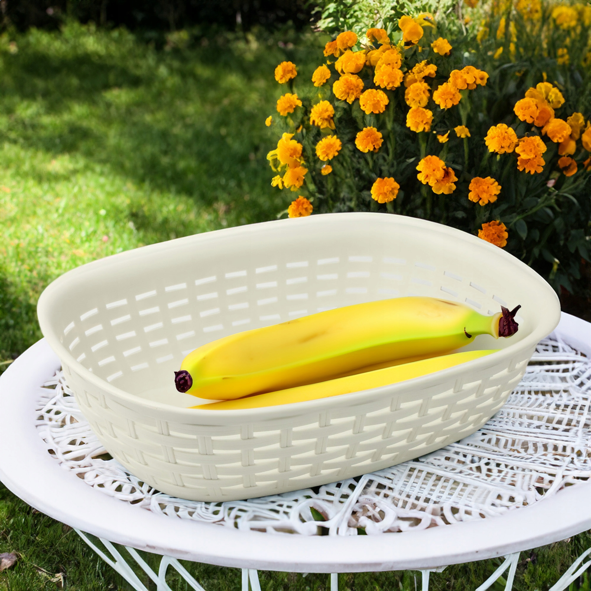 KOSZYK RATAN ECRU NA PIECZYWO OWOCE POJEMNIK ORGANIZER DO PRZECHOWYWANIA