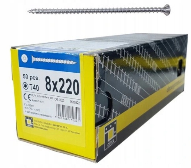 

Wkręt Ciesielski Cps 8x220 Pełny Gwint Łeb Stożek