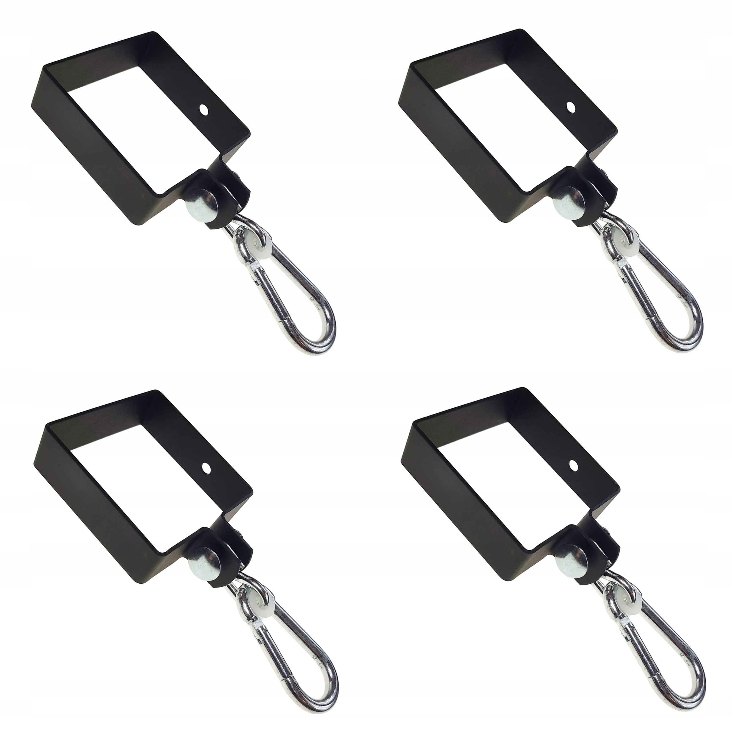 Mocowanie huśtawki obejma hak huśtawkowy kwadrat 90x90 czarny 4 sztuki