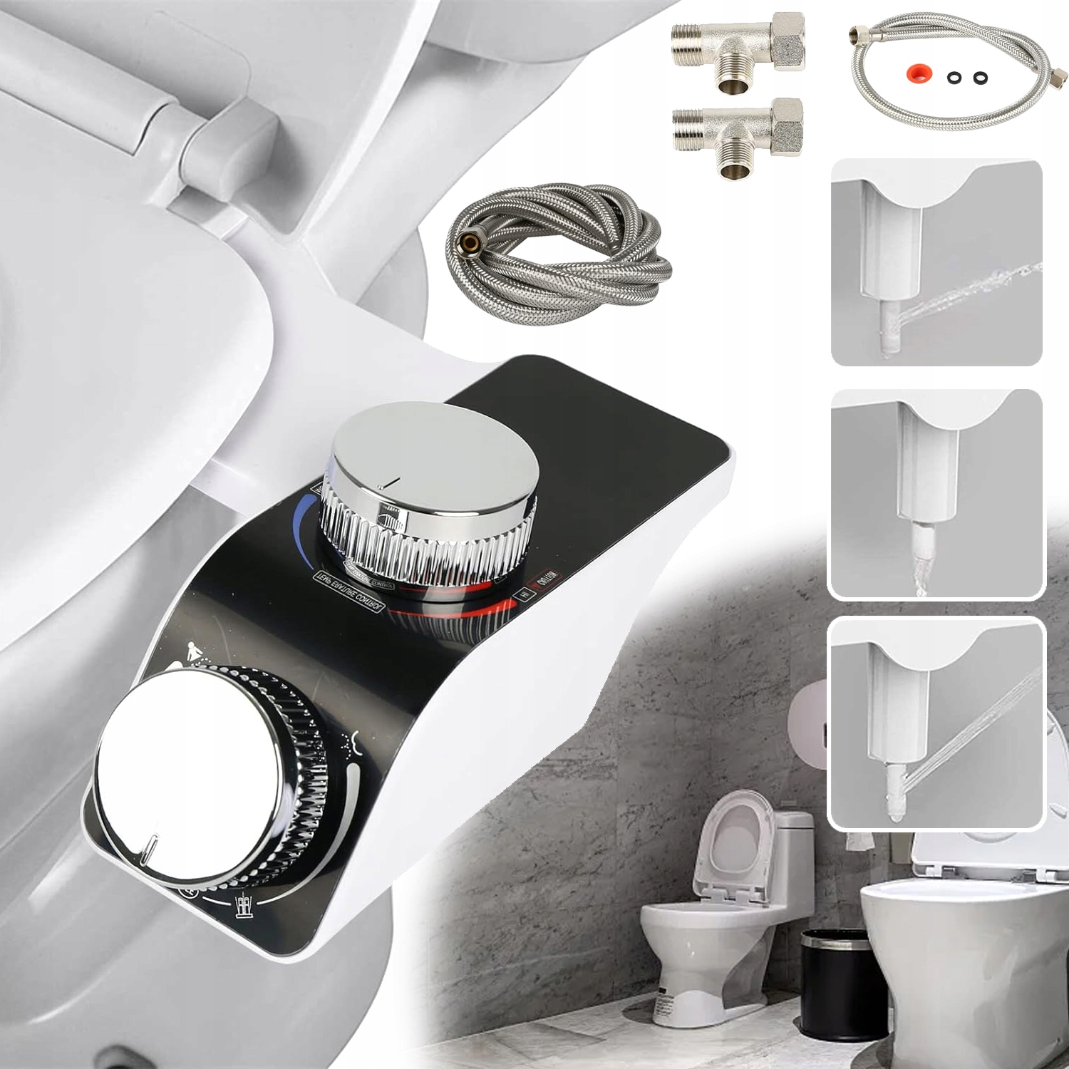 PRZYSTAWKA DO BIDETU, REGULOWANE CIŚNIENIE WODY, Z ZAWOREM MIESZAJĄCYM