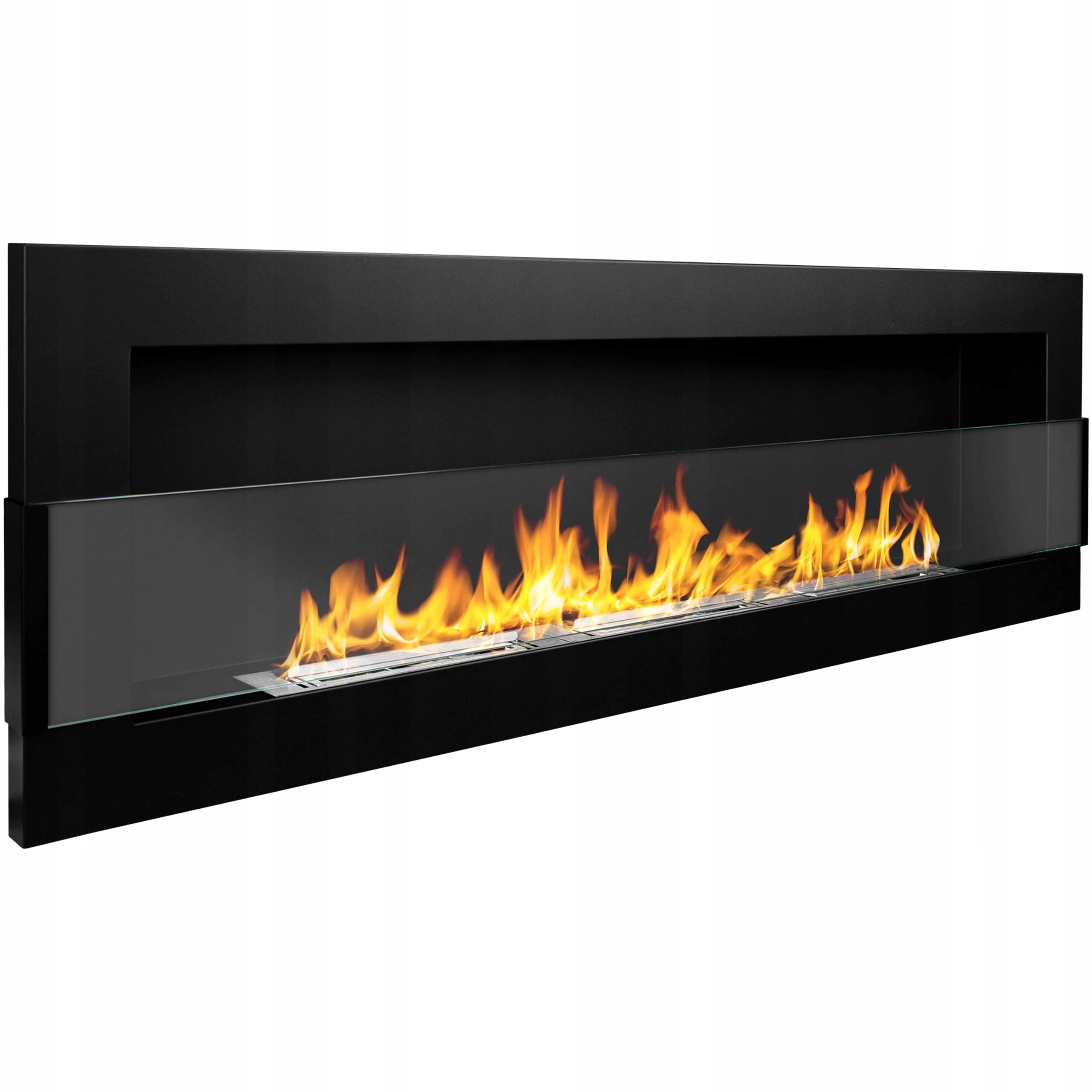 Biokominek płaski wiszący 1200x400 czarny z szybą Marka Biokominki GMT