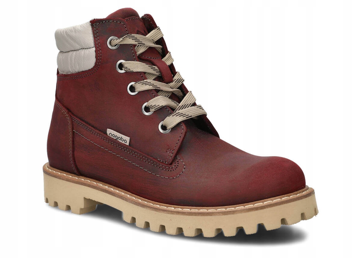 Nagaba 622 Bordová – Pohodlné, Kožené Polské Dámské Traperky