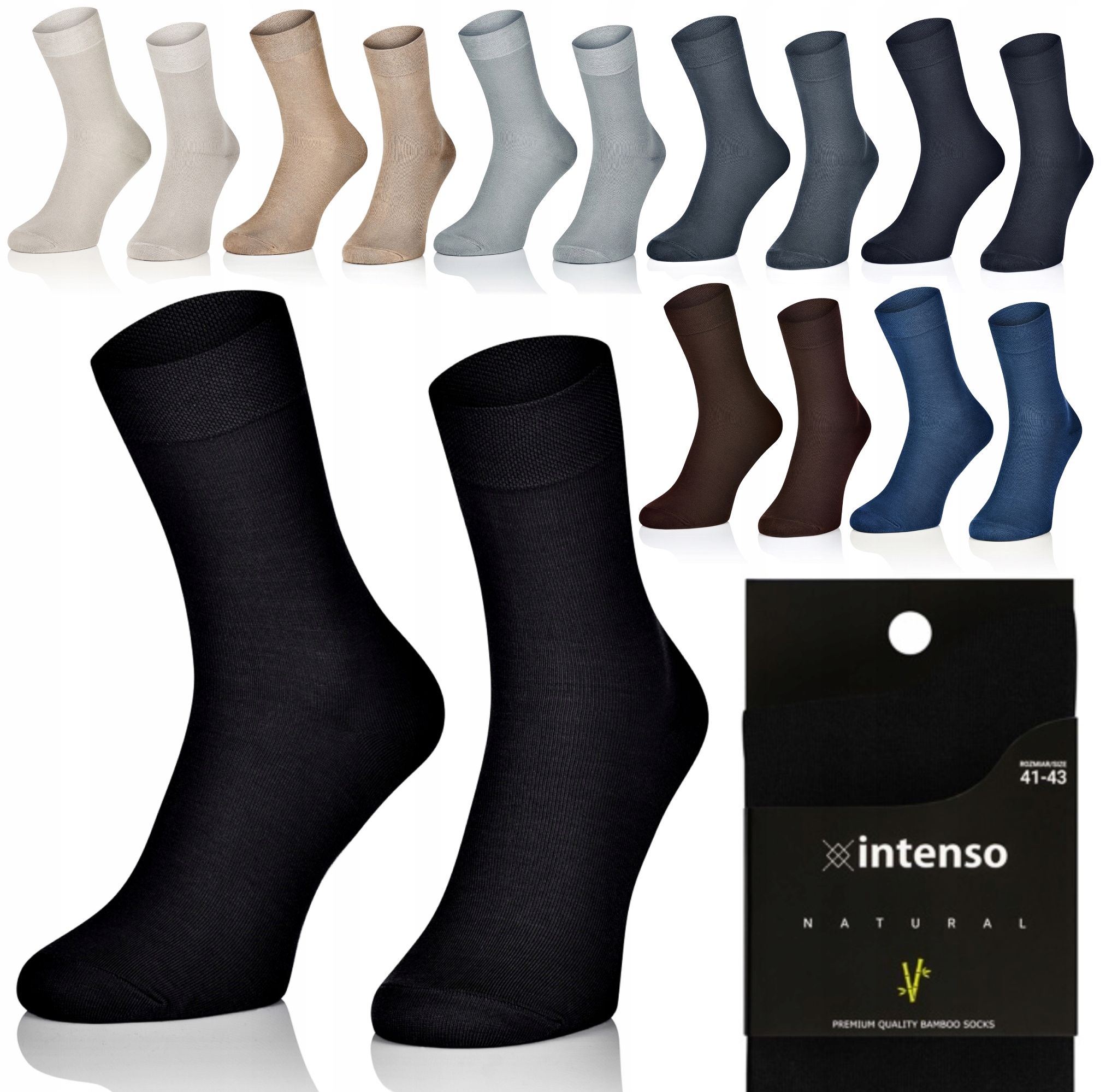 10 x Pánské Ponožky Bambusové Intenso Natural ponožky prodyšné Premium