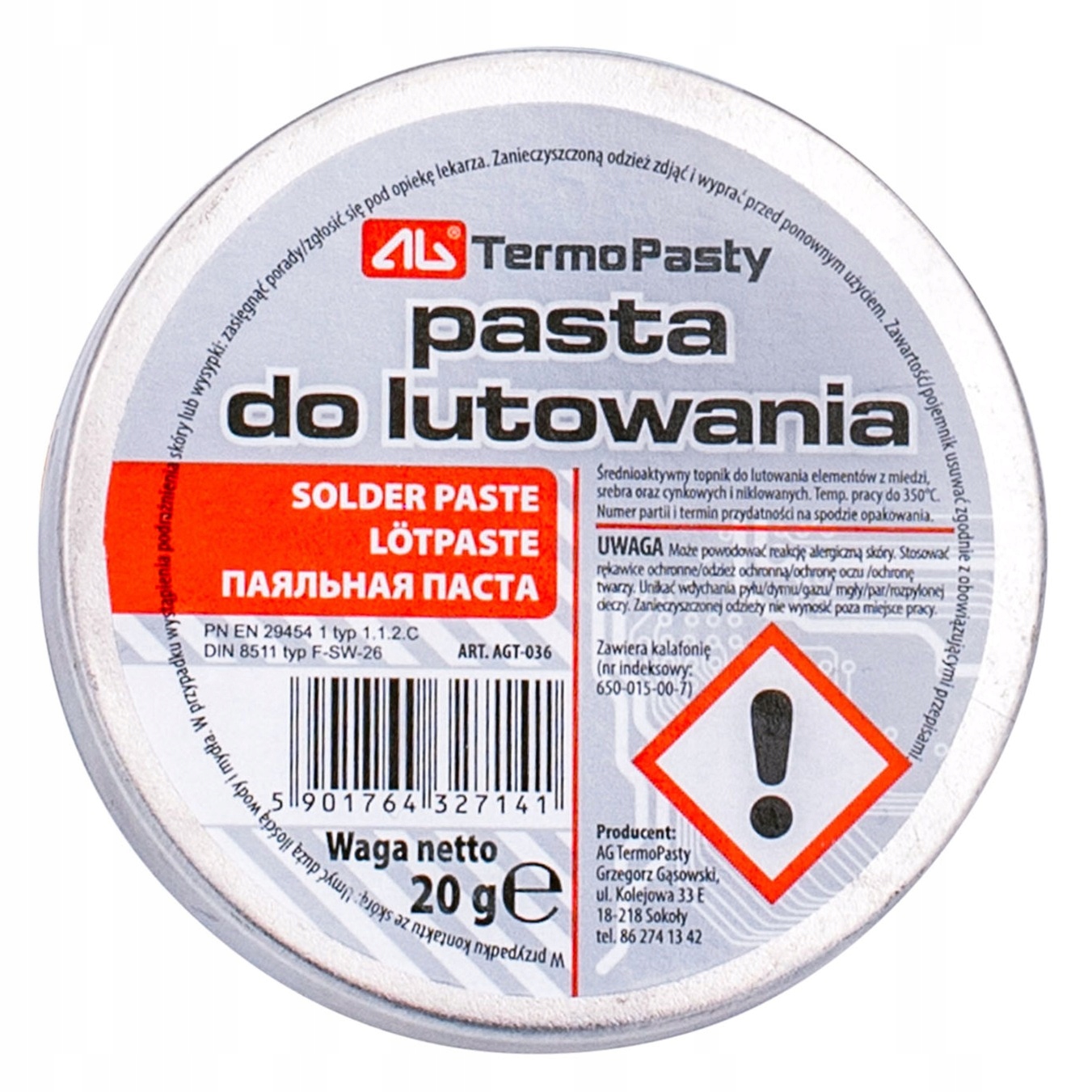 

Ag Chemia Pasta Lutownicza Topnik Do Lutowania 20g