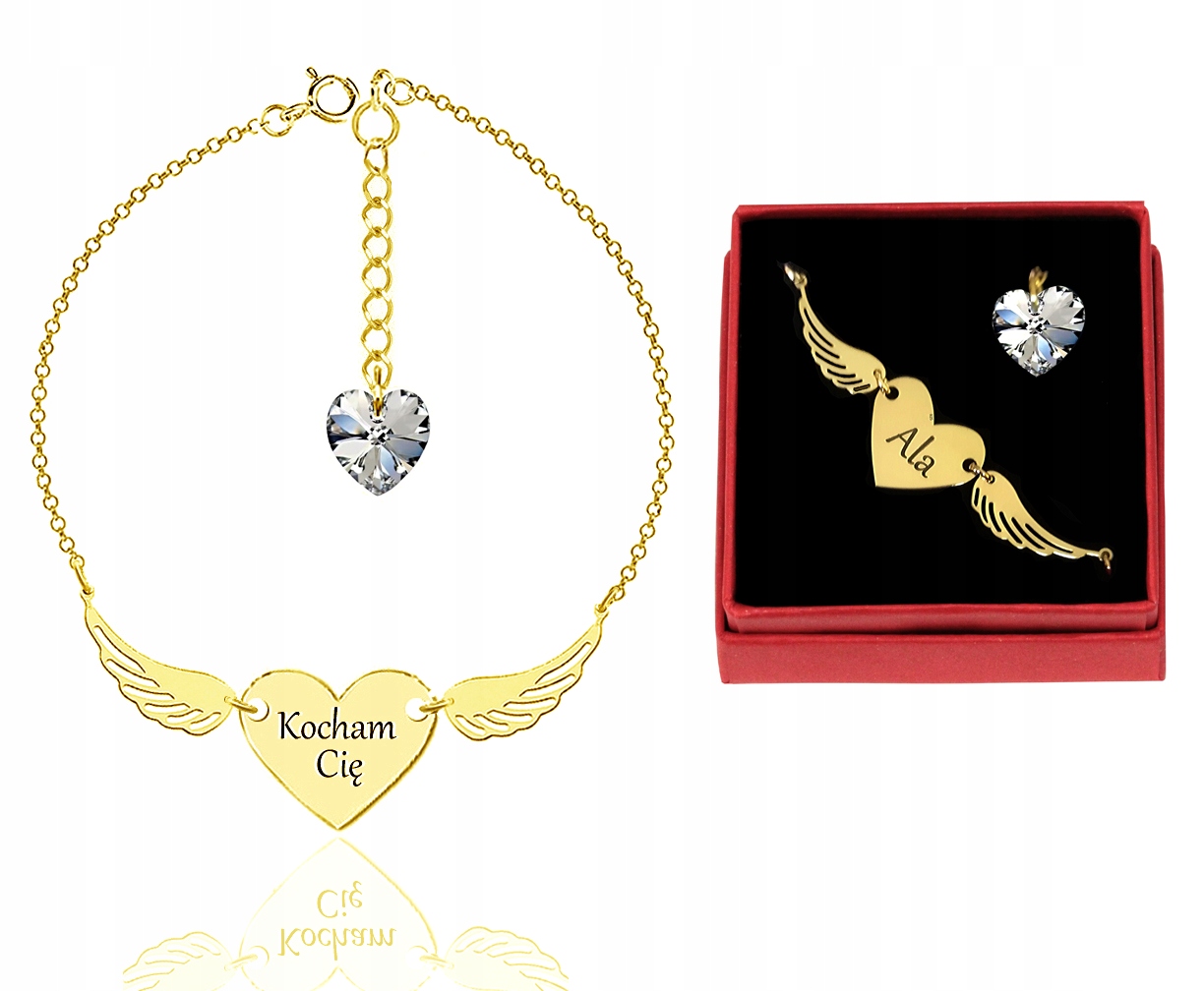 

Bransoletka Serce Skrzydła Kr. Swarovski Pozłacana