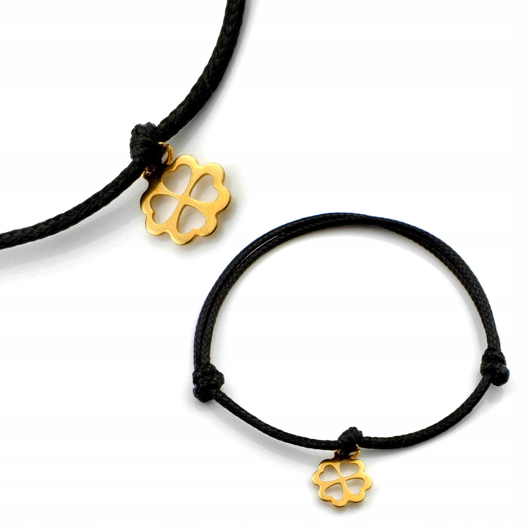 

Bransoletka Złota Koniczynka Szczęścia Sznurek