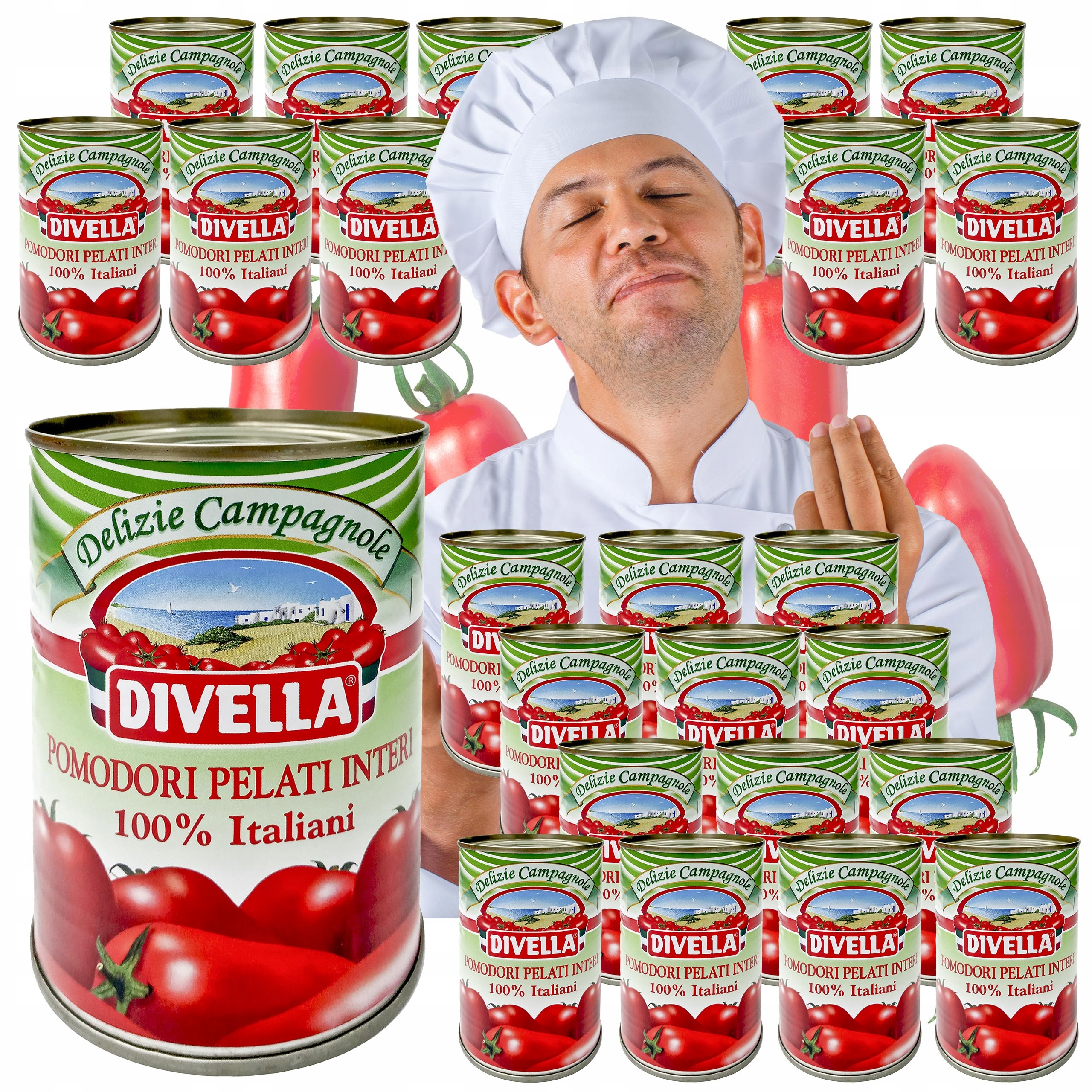 Rajčata Oloupaná Celá 400 g x 24 ks Pelati Divella