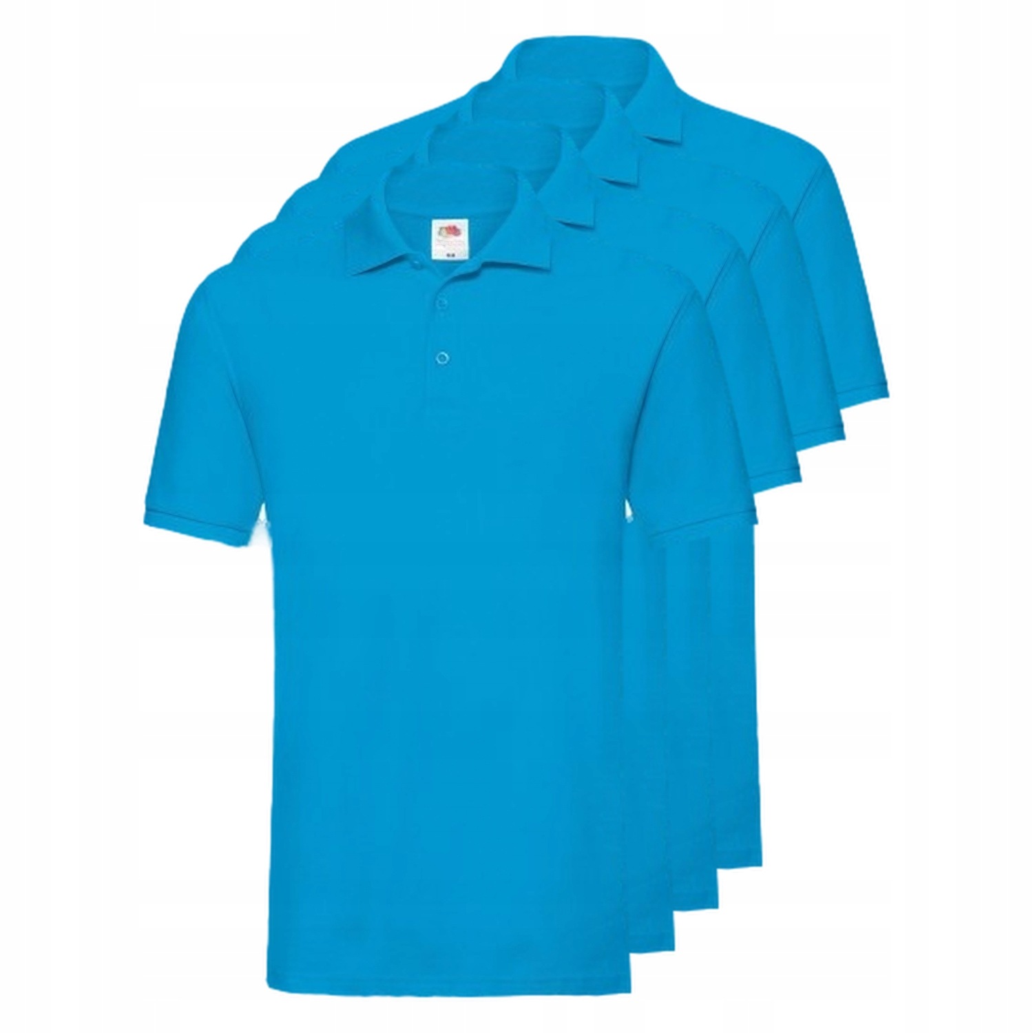 4x Tričko pánské Premium Polo Fruit Of The Loom Azurové M