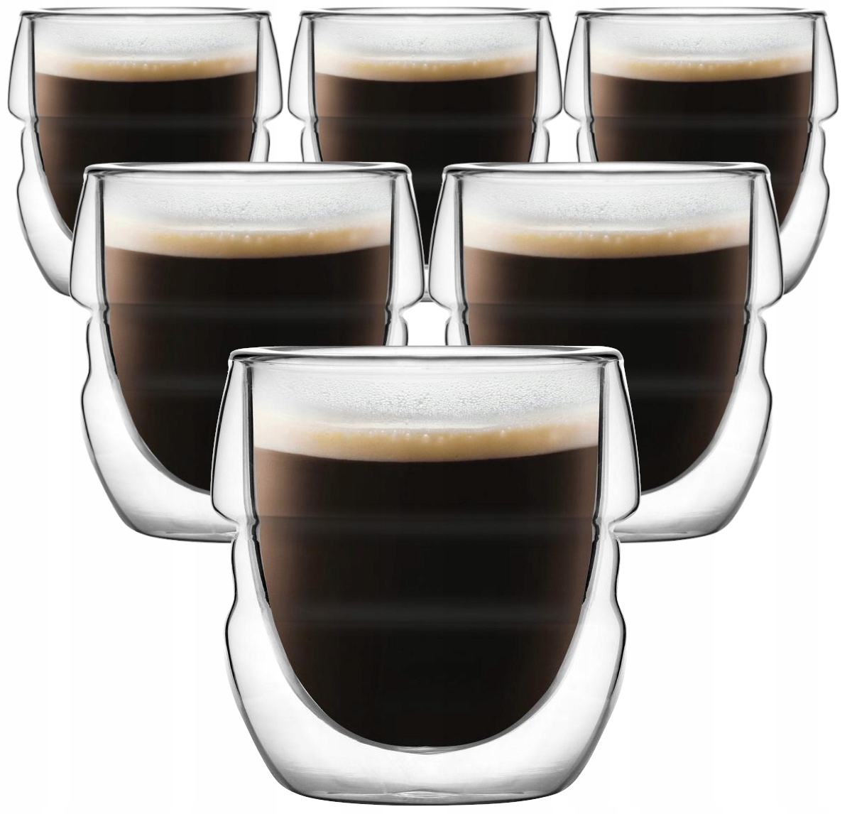 Szklanki Termiczne Do Kawy Espresso Vialli 6x 70 ML Małe Z Podwójnym Dnem