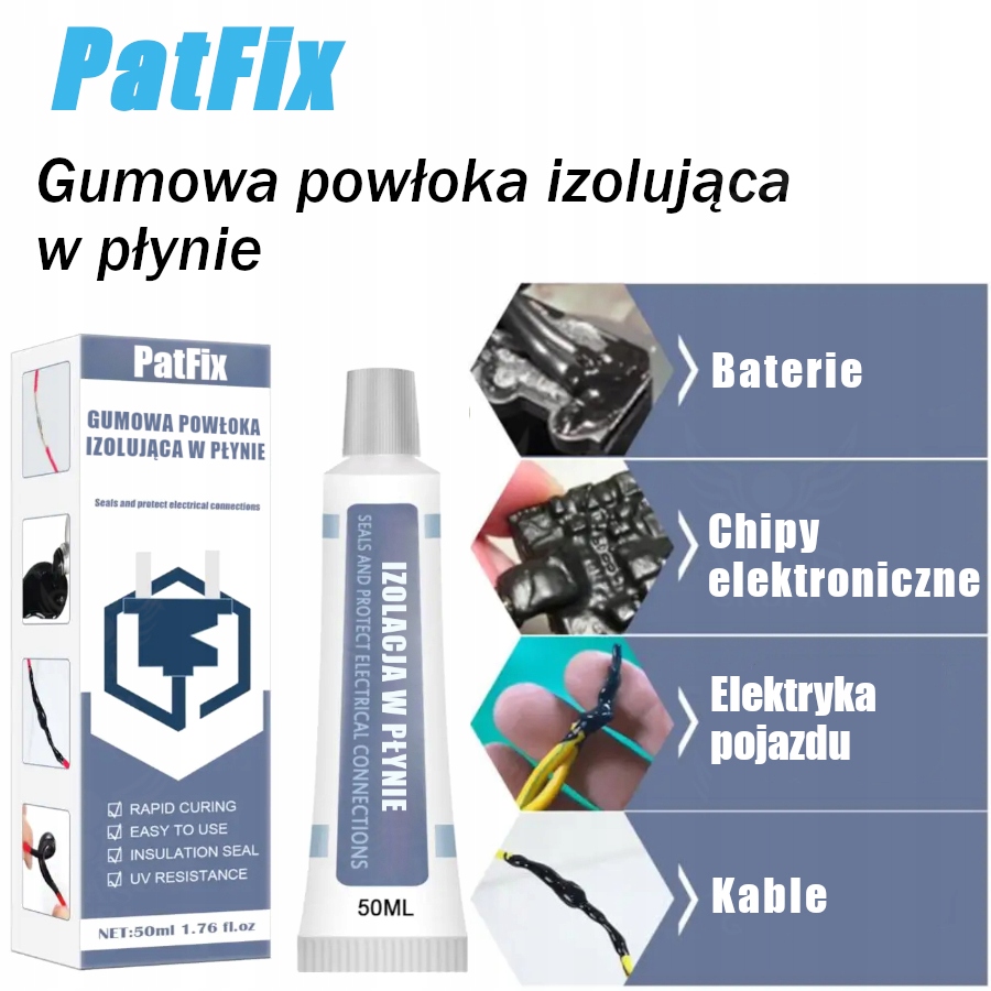 TAŚMA IZOLACYJNA W PŁYNIE 50ml CZARNA WODOODPORNA IZOLACJA PŁYNNA PatFix Marka Inna