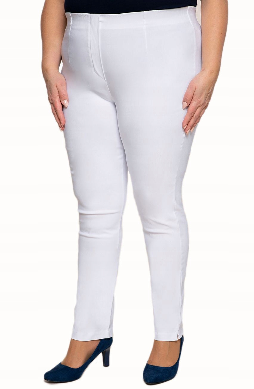 Bílé zúžené doutníkové kalhoty z bengálského materiálu 48