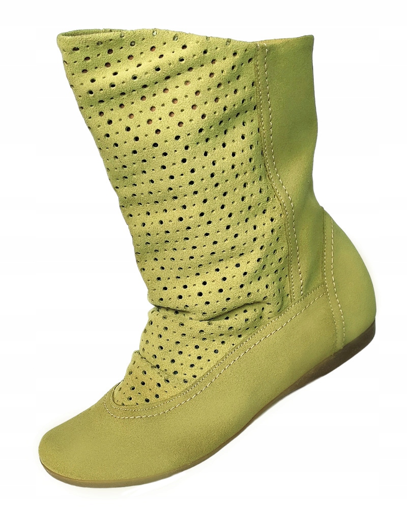 Kožené saky Maciejka kotníkové boty boty přírodní kůže semišové zelené 38