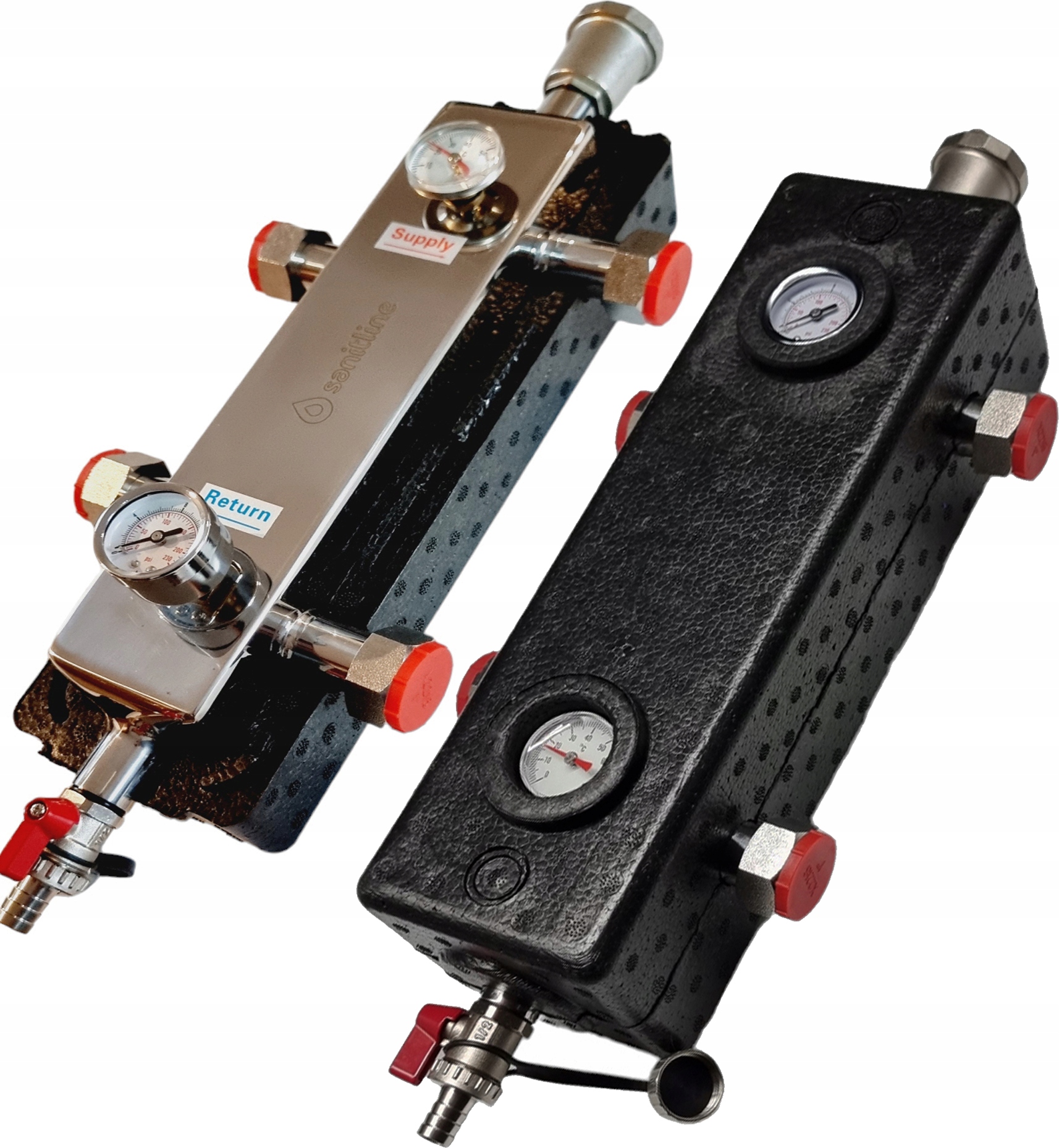 Hydraulická Spojka Sanitline 4x 1" 65 kW Manometr Teploměr Šroubováky