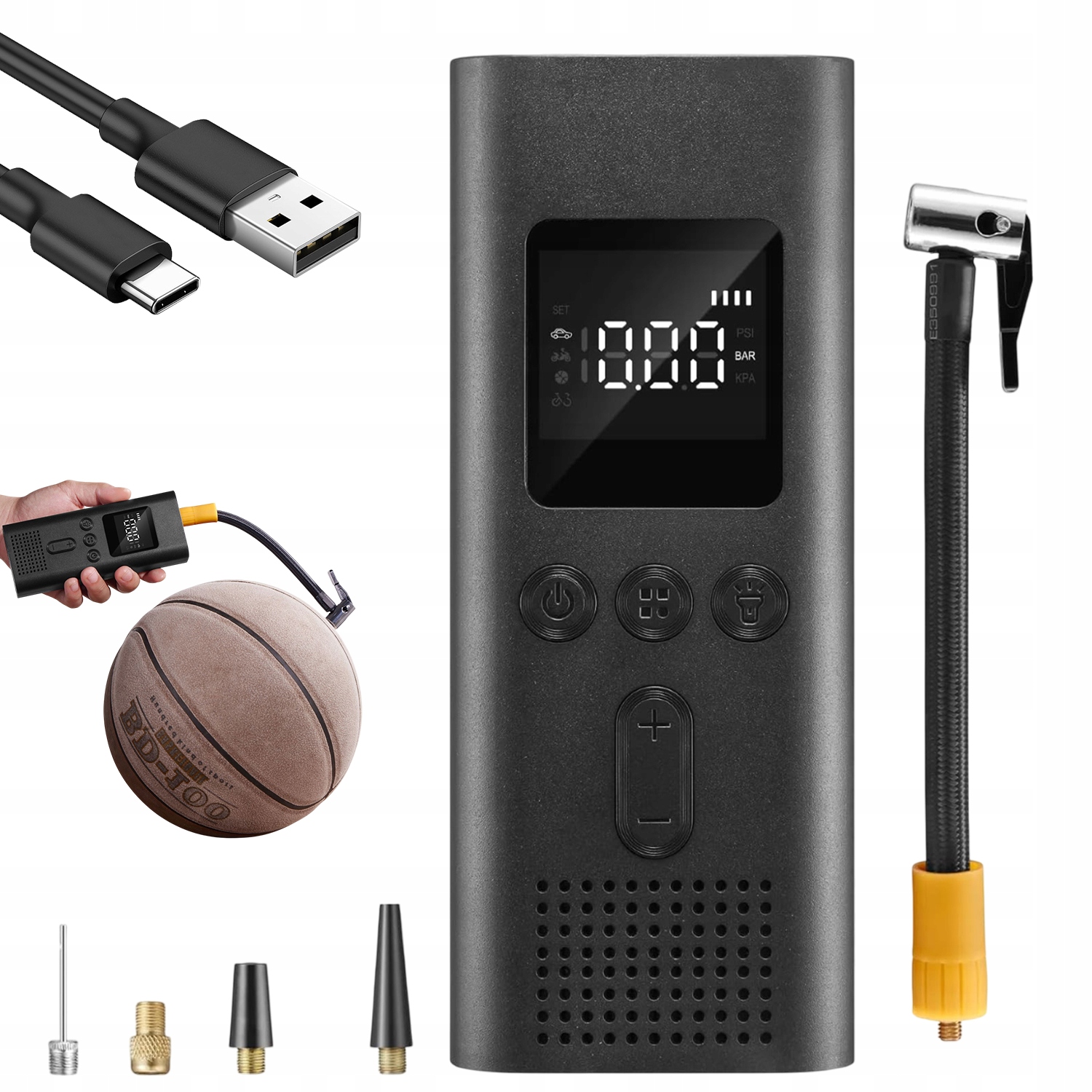 Автоматический шинный насос 3в1 powerbank