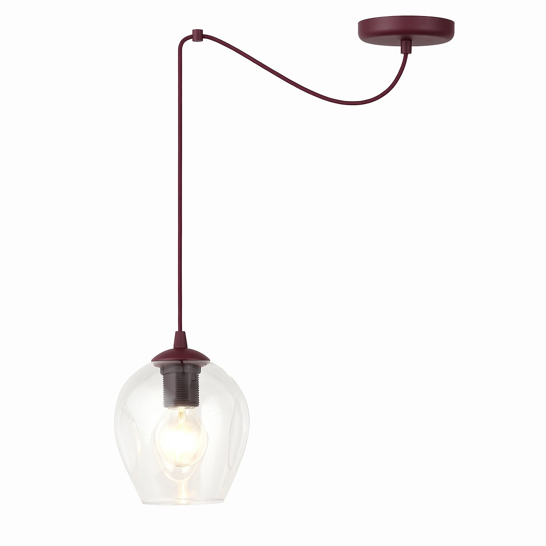 Emibig závěsná lampa Level burgundská skleněná lampa 1xE27 15W