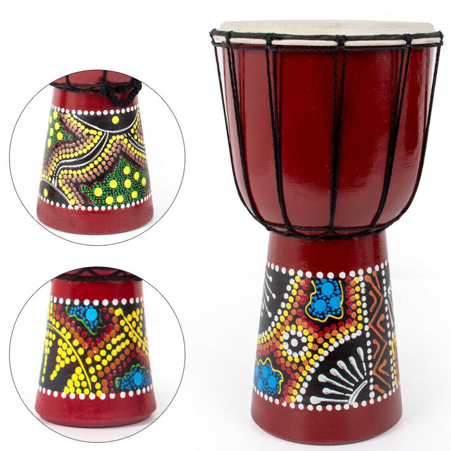 Djembe bębenek afrykański 30 cm 6” malowany drewniany handmade bęben kazoo Kod producenta BD6-01