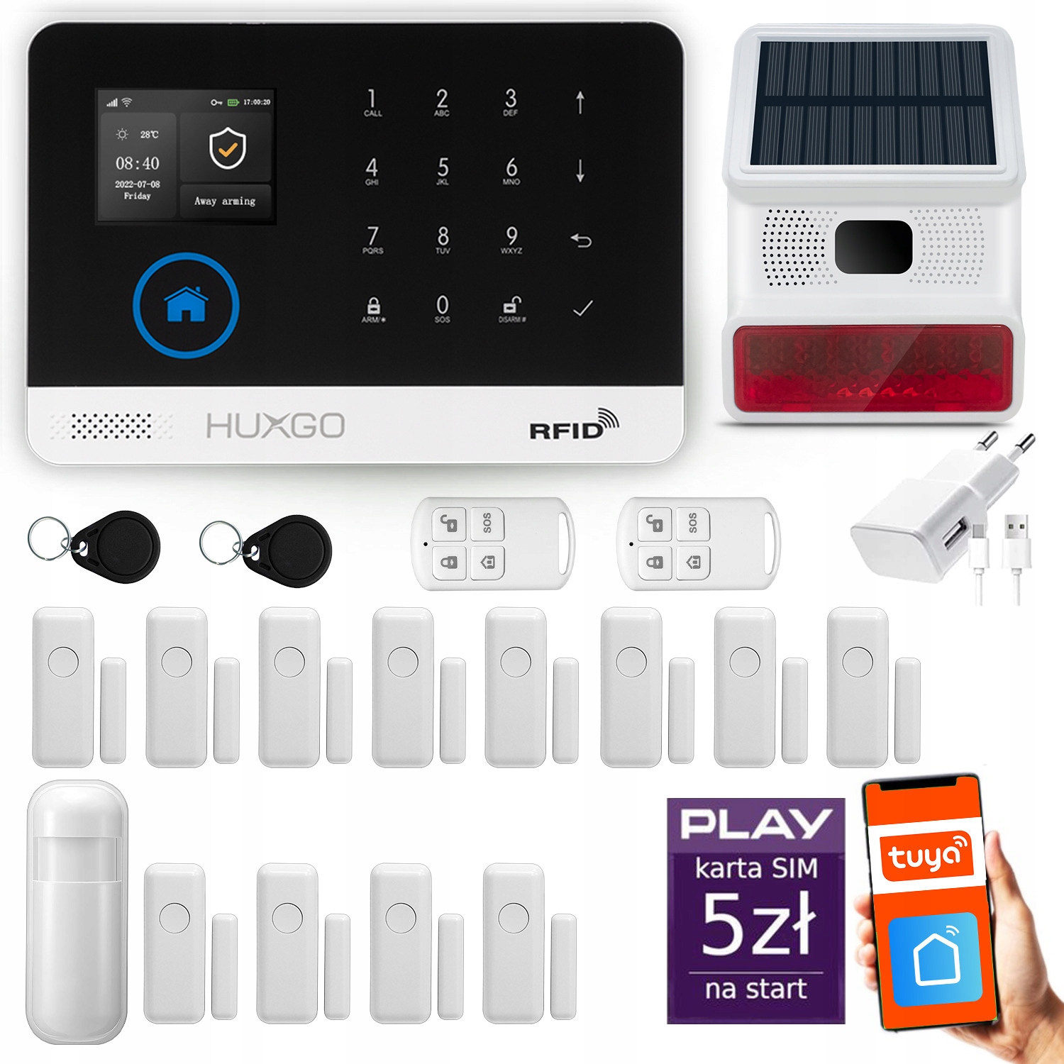 Bezdrôtový alarm Gsm WiFi s aplikáciou Tuya, sada Huxgo HXA003