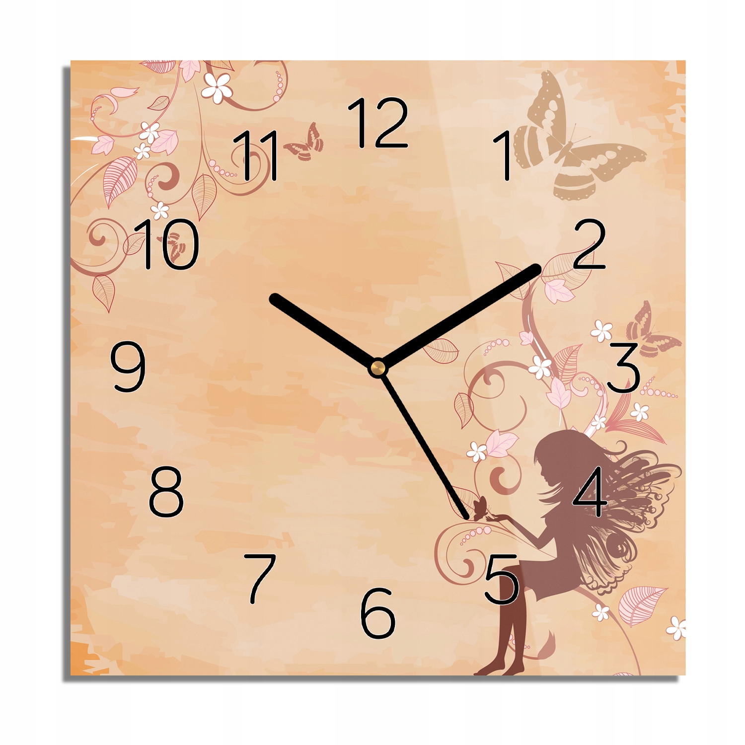 

Elf wróżka kwiaty zegar szklany czarne cyfry 30x30