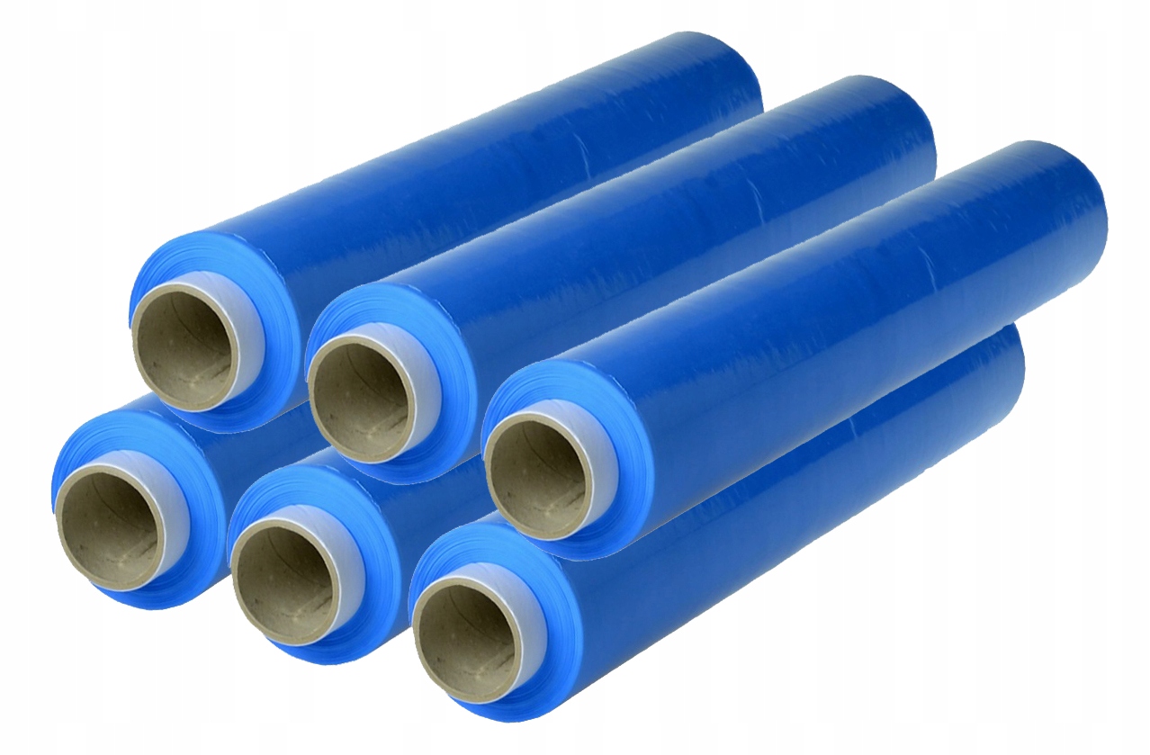 6 SZT FOLIA STRETCH 3KG STRECZ ROLKA NIEBIESKA