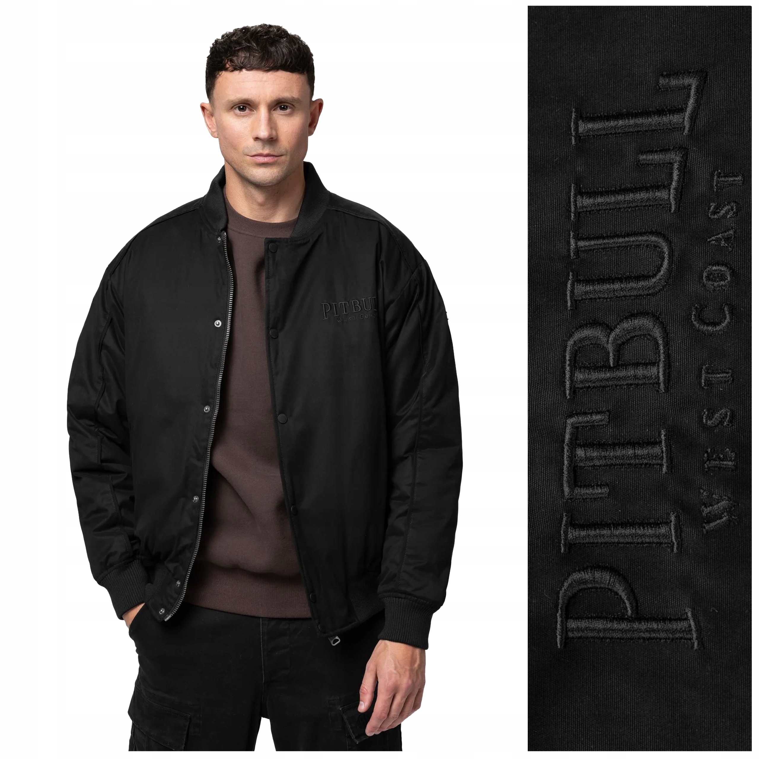 Přechodová baseballová bunda Pit Bull „radford“ – vel. M černá/černá