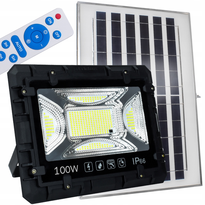 Solární Led halogenový zářič 200W Venkovní lampa Vodotěsná +Dálkový Ovladač