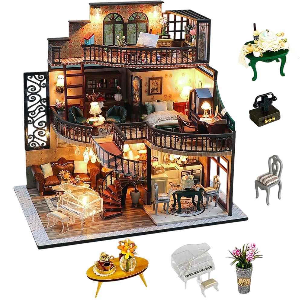Kreatywny Zestaw Diy Mini Domek Led Dekoracja I Zabawka Puzzle 3D
