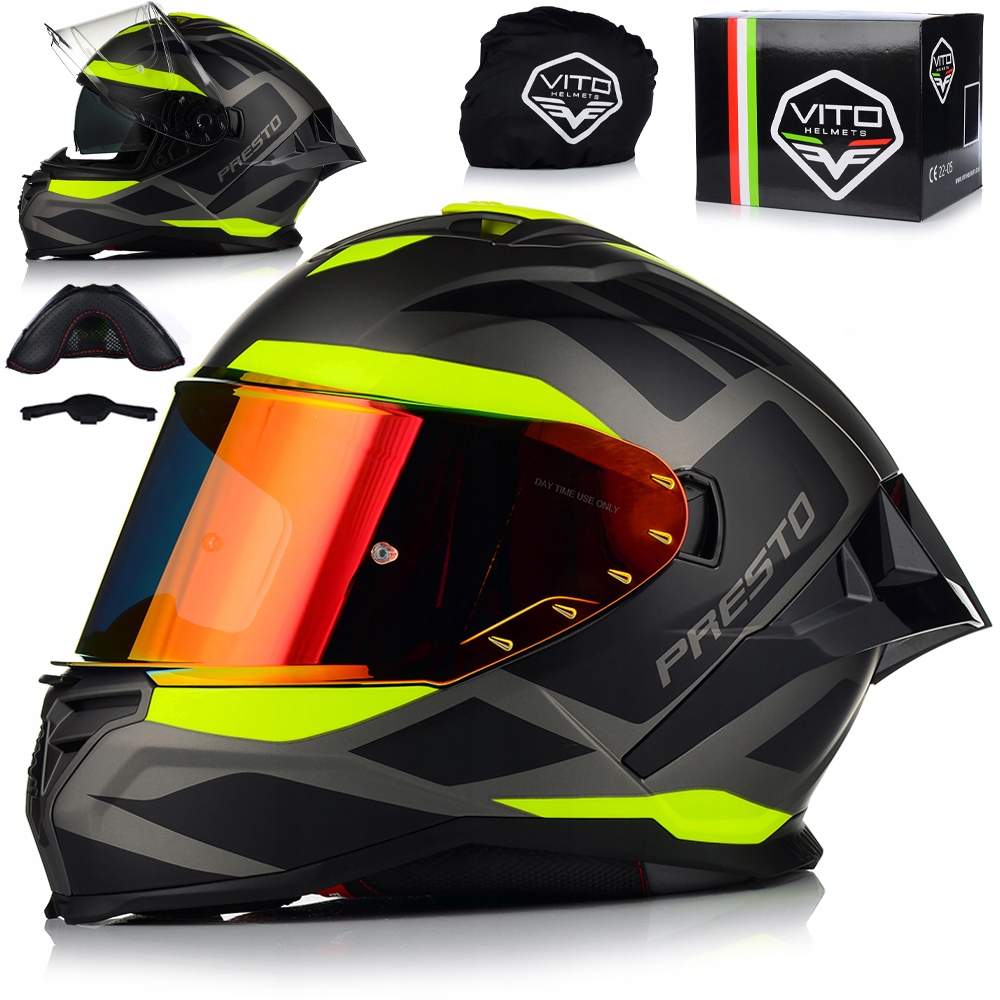 Motocyklová Prilba Vito Presto Aero Fluo Matt Systém Pinlock Clona