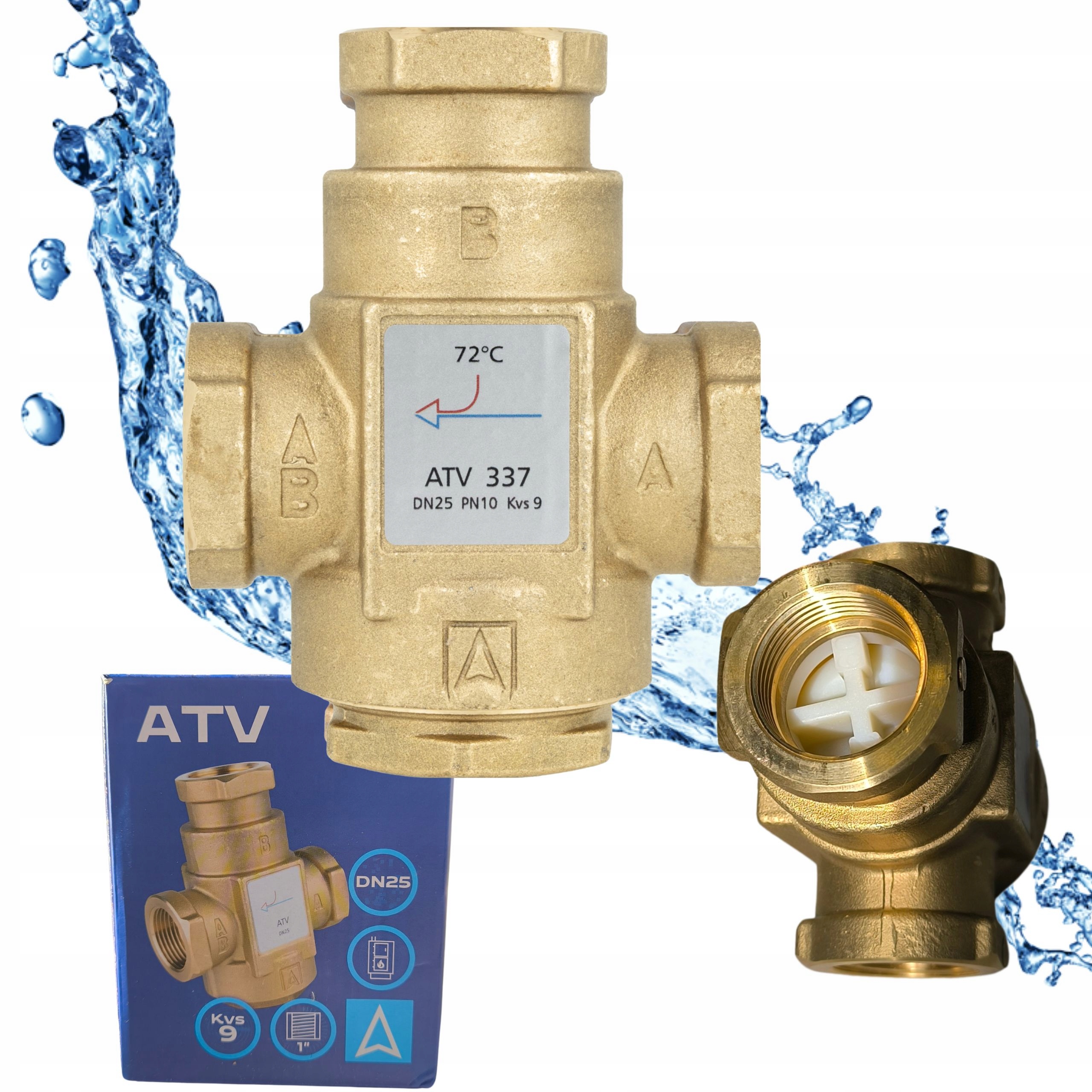 Afriso Atv 337 Zawór temperaturowy do kotła DN25, Rp1" cal 72°C