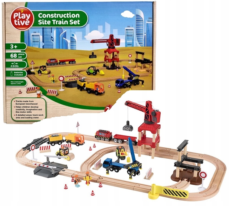 

Playtive Drewniana Kolejka Plac Budowy 68el 3,75m