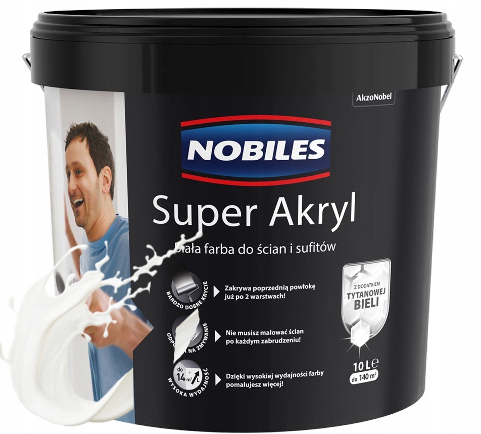 Nobiles Super Akryl Farba biała do ścian 10L mat