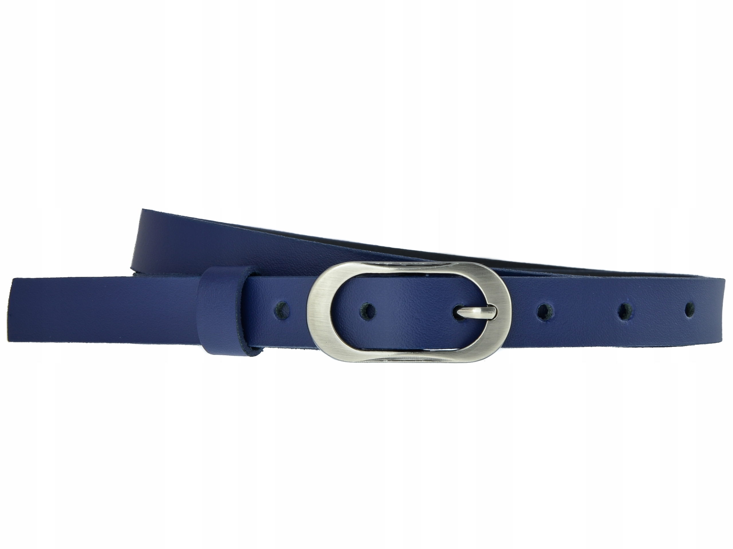 

Skórzany pasek Granatowy wąski 2cm Xs