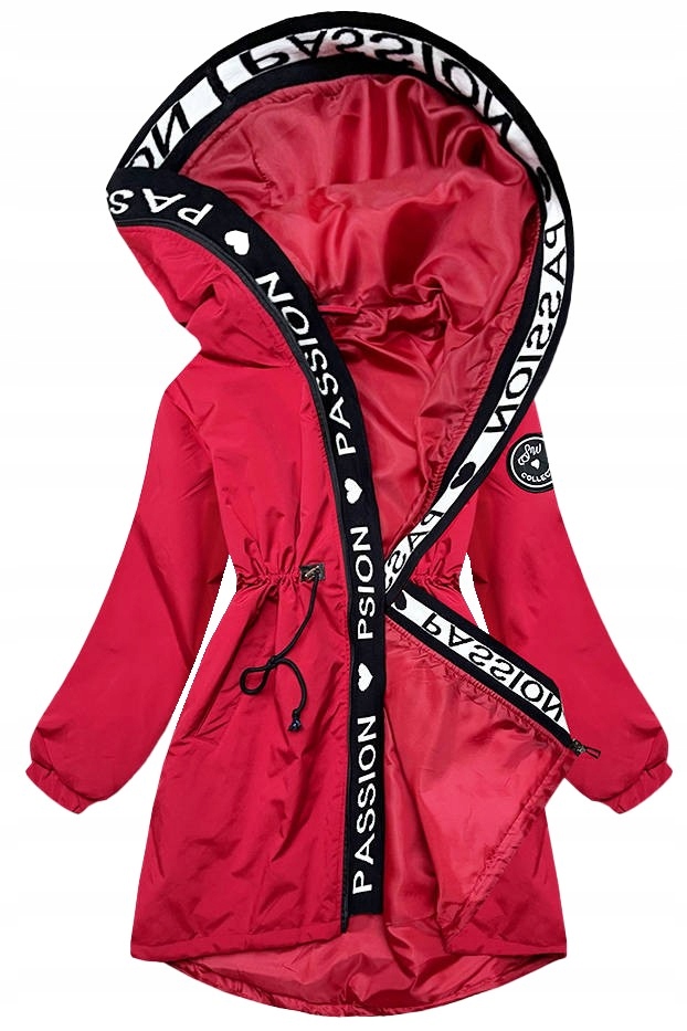 Dámská Parka S Kapucí B8001 Červená Xs (34)