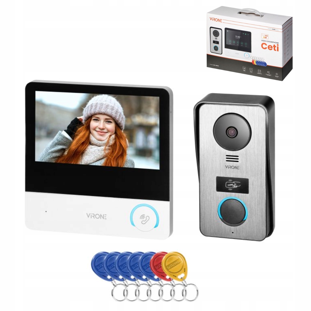 4-žilový videodomofonový set Videovrátnik Fhd kľúčenka Orno