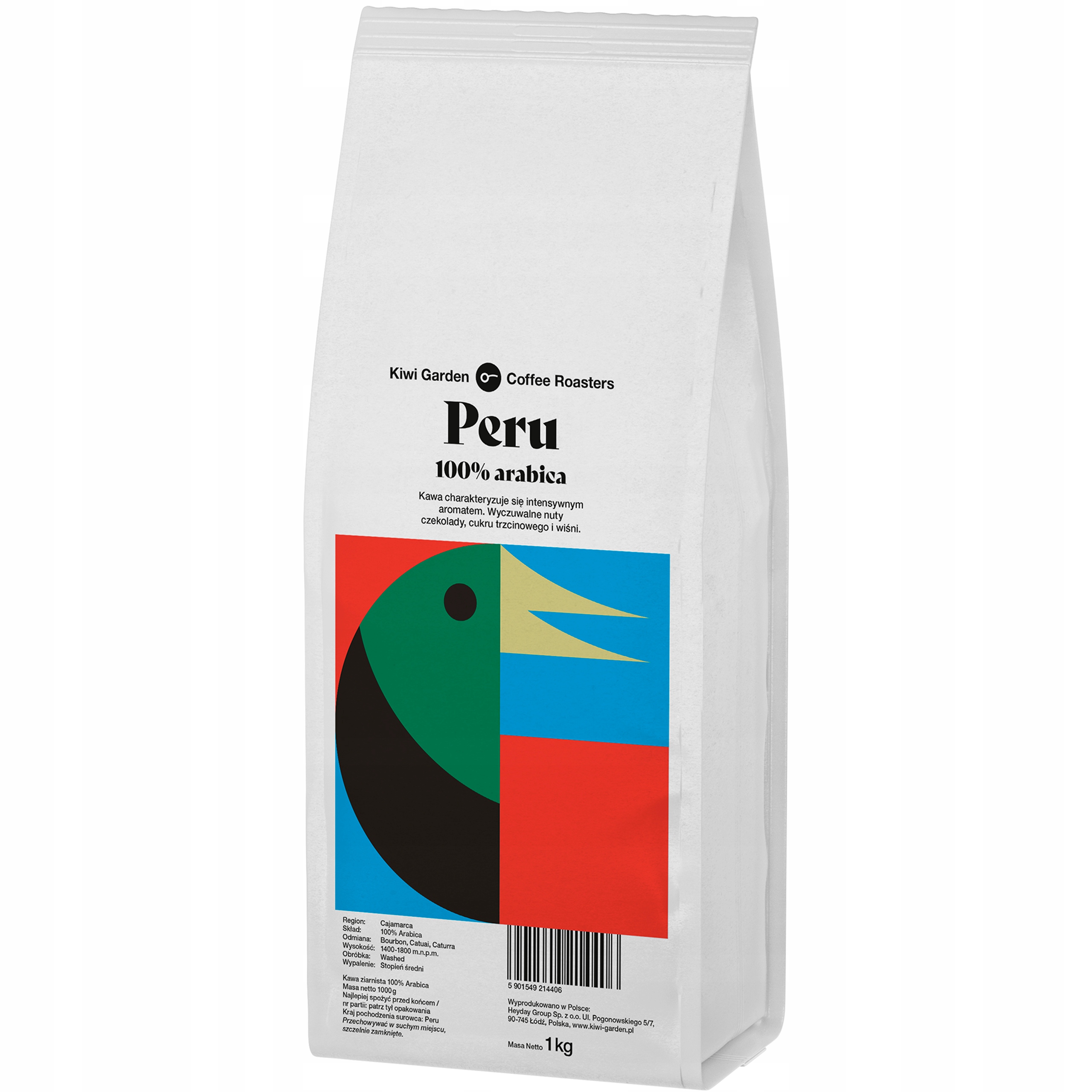Levně Kiwi Garden Káva zrnková Čerstvě pražená 100% Arabica Peru 1kg